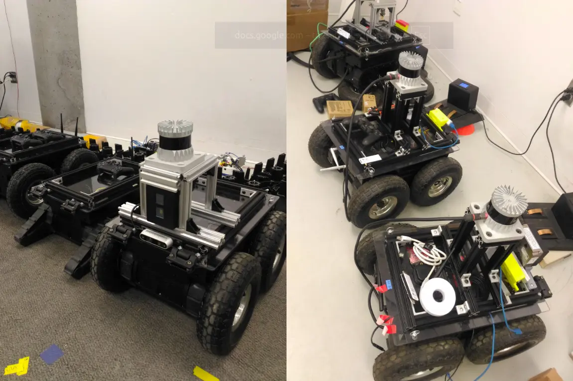 Three-rover planetary exploration platform before and after payload integration